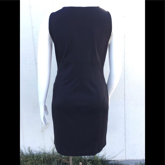 🆕NEW! Illusion Ponte Bodycon Sheath Dress with Mesh V-Neck, the perfect LBD - Picture 4 of 13